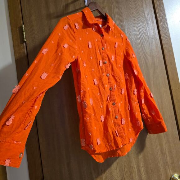 Anthropologie Maeve Classic Embroidered Pineapple Buttondown Shirt - Picture 4 of 11